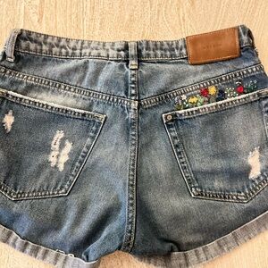 & Denim Boyfriend Shorts Embroidered